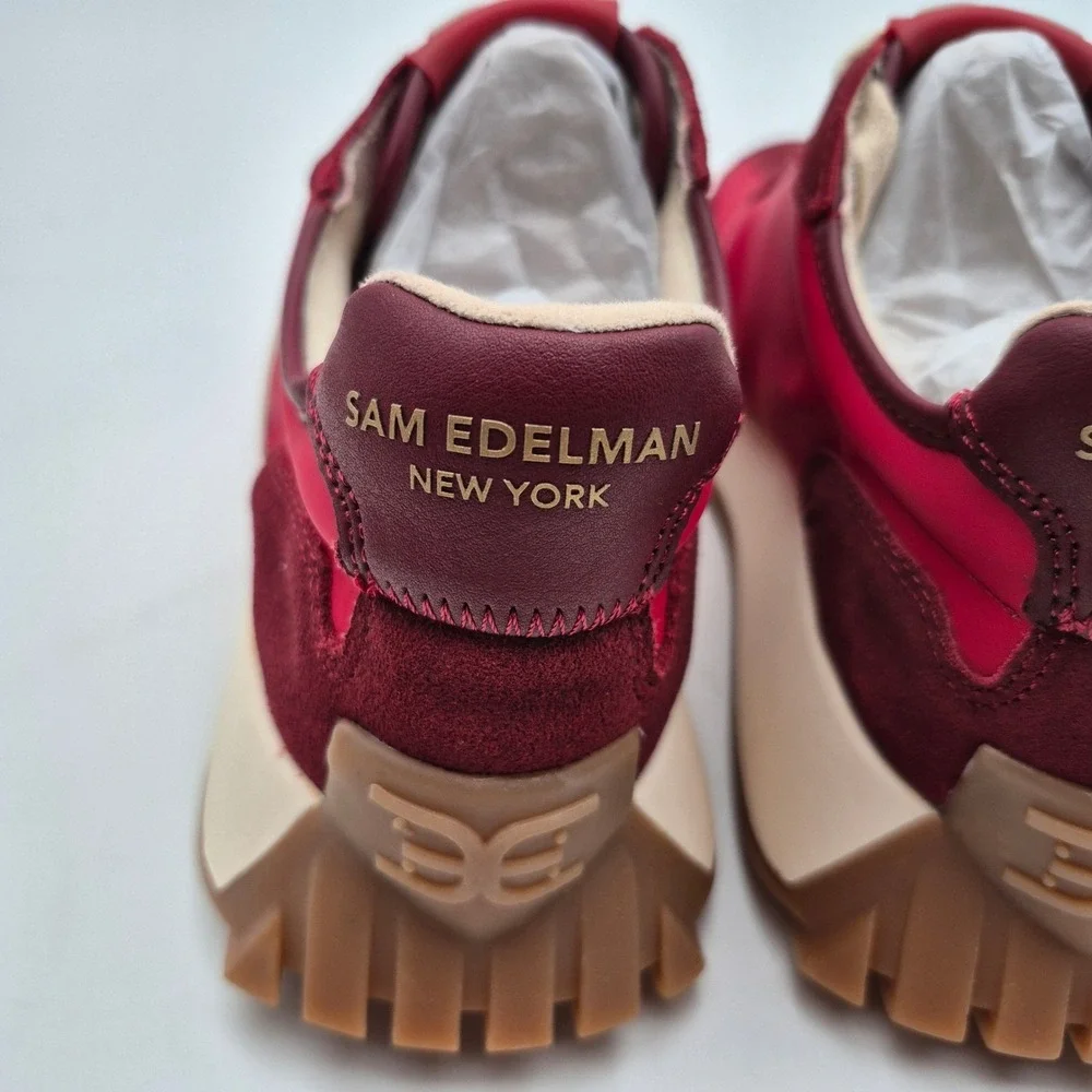 Sam Edelman Langley 3 Red Suede Sneakers Women's Size 7.5 Shoes